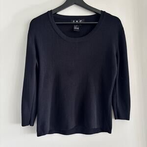 J.A.C. Black Lightweight Knit Sweater 3/4 Length Sleeves Women's Size Large